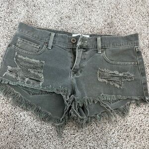 Pistola Gray Distressed Jean Shorts with Raw Hem